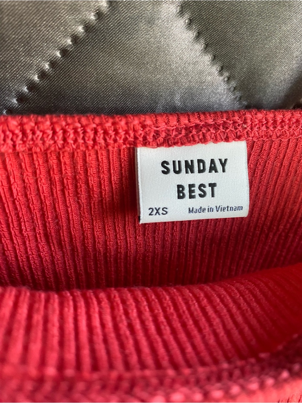 Sunday Best Red Ruffled-Strap Ribbed One-Piece Bodysuit - Picture 2 of 4